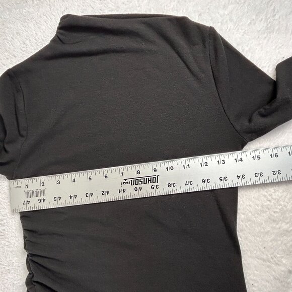 Modern Citizen Womens Black Long Sleeve High Neck Ruched Side Top Small Stretch - Picture 7 of 8